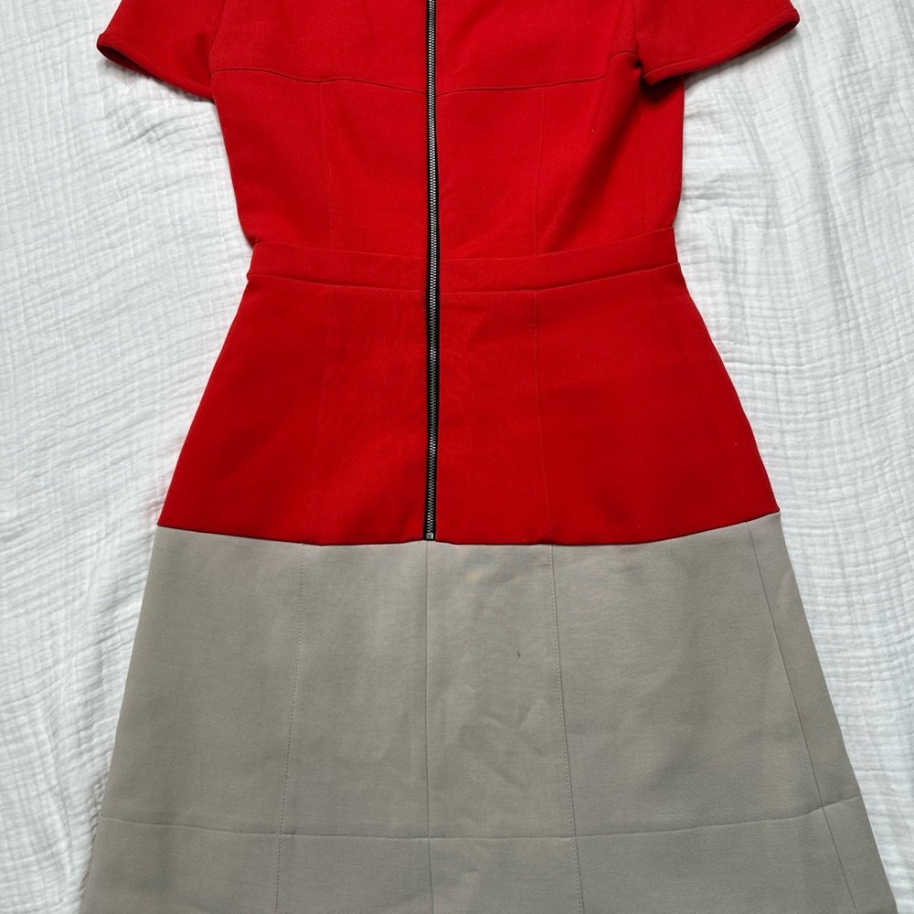 Chic Red and Tan Mini Dress - Picture 6 of 13